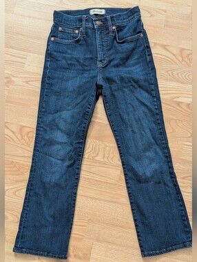 Madewell Cali Demi-boot Jeans in Dark Blue Wash Size 26P
